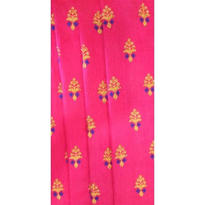 Embroidered Raw Silk-Pink 